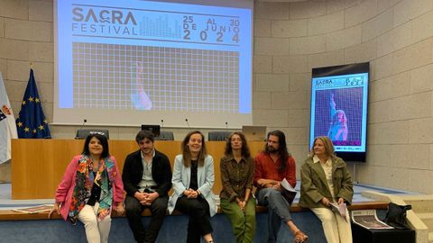  Encarna Lago, Oscar Penn, Iria Castro, Carlota Prez, Davide Salvado y Paloma Vzquez en la presentacin del Sacra Festival en Lugo
