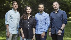 Mart�n Nogueira, Laura Rodr�guez, V�ctor Gonz�lez y Carlos Iglesias con los socios fundadores de Humara