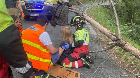 Una mujer result� herida al caerle un pino encima cuando caminaba por O Peliqu�n.