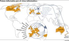 Pa�ses infectados por el virus inform�tico
