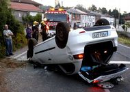 Imagen de la salida de v�a ocurrida el lunes en Entrecruces y en el que qued� herido J.?A.?R., de Anxeriz.