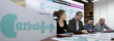 Sandra Lesta, Evencio Ferrero, Sonia M�ndez y Xos� Regueira, ayer, durante la presentaci�n del primer festival Carballo Interplay.