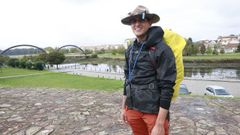 Nino, un siciliano que repite en el Camino Franc�s, este martes, a su paso por Neda.