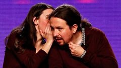 Montero charla con Iglesias en un acto de Podemos el pasado a�o