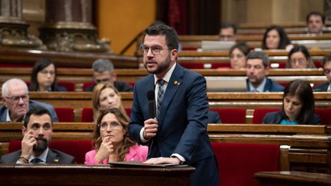 El presidente de la Generalitat, Pere Aragons, en el Parlamento cataln.