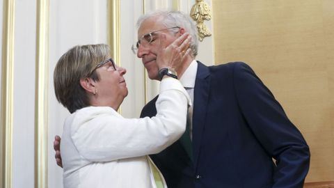 Rosa Quintana y Francisco Conde, el jueves durante su despedida de la Xunta.