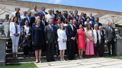 Foto de familia de la cumbre entre Espa�a y M�xico en Baiona.