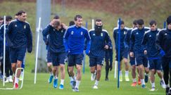 Los jugadores del Oviedo, en El Requex�n