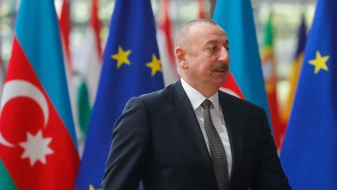 El presidente de Azerbaiyn, Ilhan Alev, durante un encuentro en Bruselas.