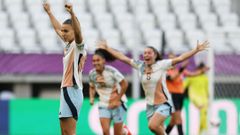 La delantera del D�por Abanca, Marisa Garc�a, celebra el pase de la selecci�n espa�ola a la final del Mundial femenino sub-20.