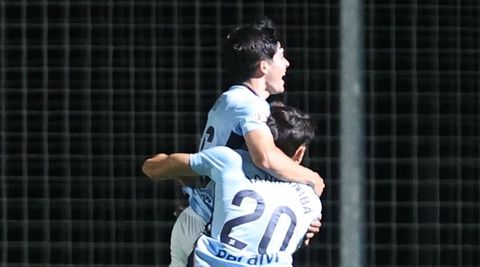Anxo Rodr�guez, celebrando el gol que anot� con el Celta Fortuna ante el Osasuna B.