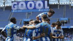 Los jugadores del Fabril celebran uno de los goles anotados frente la UD Ourense