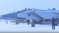 Cazas MIG 31 desplegados por Rusia durante las maniobras militares previas a la invasi�n de Ucrania