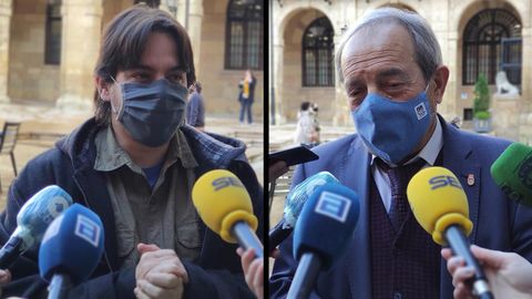 El concejal de Somos en el ayuntamiento de Oviedo Ignacio Fernndez del Pramo y el concejal del PSOE Wenceslao Lpez