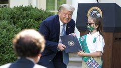 Trump, durante un acto de entrega de distinciones a un grupo de �girl scouts�