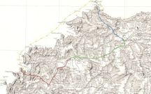 En el mapa, abajo, el camino por etapas de Carmen, sus hermanos y su madre. Arriba, por mar, el del marido. 