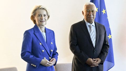 Ursula von der Leyen y Ant�nio Costa, ayer en Ginebra.