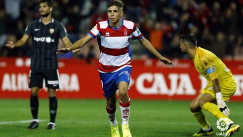 Pozo celebra su gol ante el Almer�a