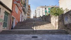 Las escaleras de Rosal�a de Castro, antes del inicio de las obras.