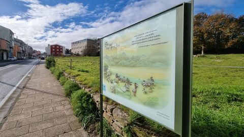 Panel ilustrado no barrio da Ponte