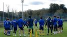 Los jugadores del Oviedo, en El Requex�n