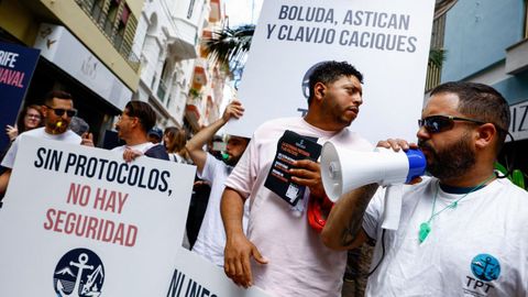 Protestas de sindicatos portuarios de Tenerife.