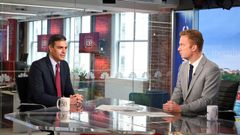 El presidente del Gobierno, Pedro S�nchez, en una entrevista en el programa Morning Joe, del canal MSNBC, este mi�rcoles durante su visita a Nueva York