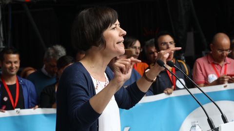 Manifestación del BNG en Santiago con motivo del Día de Galicia. En la imagen, su portavoz nacional, Ana Pontón.