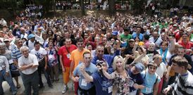 Algunos asistentes a la Special Olympics Galicia, en el parque municipal de O Carballi�o. 