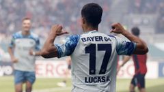 Lucas marc� con el Bayer Leverkusen en el duelo de la primera ronda de la Copa de Almania contra el Wehen Wiesbaden