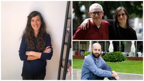 De izquierda a derecha, Ester L�pez; Germ�n Ricoy con su pareja Mar�a Eiriz; y Adri�n Rodr�guez.