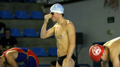 En el 2005, durante el campeonato gallego de Nataci�n. G�mez Noya participaba en el 1.500 metros.
