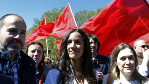 La portavoz de Ciudadanos en Madrid, Begoña Villacís, en la manifestación central del 1 de Mayo en Madrid.