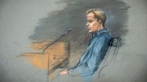 Dibujo de una de las vistas del juicio a Marius Borg Hoiby.