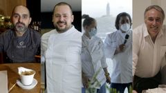 Quique V�zquez, de Terreo; David S�nchez, del Noa; Iria Espinosa y Luis Veira, de �rbore da Veira, y Aberto Prieto, de El de Alberto