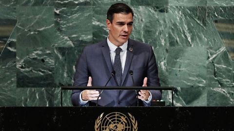 Pedro S�nchez durante su intervenci�n en la Asamblea General de la ONU.