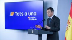 El presidente del Gobierno, Pedro Snchez, durante una rueda de prensa tras el Consejo de Ministros