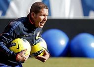 Simeone durante uno de sus primeros entrenamientos con el Atl�tico.