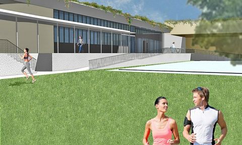 Bajo la plataforma volada, Catal�n propuso un gimnasio, compatible con conservar los actuales porches.