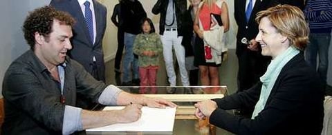 La exposici�n de Manuel Pen�n (izquierda) fue inaugurada en la Casa da Parra. 