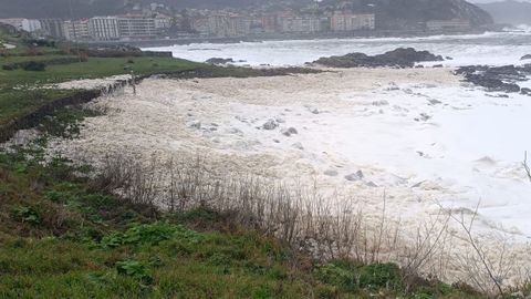 Espuma marina en la playa