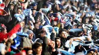 Aficionados del Celta, durante el partido de este jueves ante el Lille.