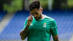 David Costas, en un entrenamiento con el Oviedo