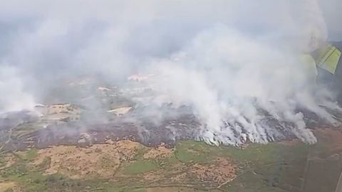 Imagen tomada desde el aire de la zona afectada por el incendio en Chandrexa de Queixa