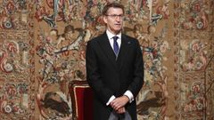 El presidente de la Xunta, Alberto Nez Feijo, al comienzo de la misa de la Ofrenda Nacional en la catedral de Santiago de Compostela