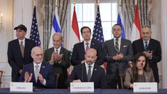Acto de la firma del acuerdo marco celebrado en Washington