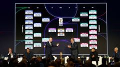 Imagen del cuadro de partidos del Mundial del prximo verano en un acto posterior al sorteo con la participacin del presidente de la FIFA Gianni Infantino