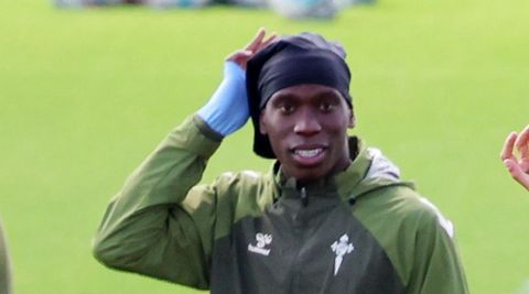 El jugador del Celta Ilaix Moriba, en un entrenamiento.