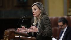 La portavoz de Sumar Ver�nica Mart�nez Barbero, durante su intervenci�n ante el pleno del Congreso de este mi�rcoles.