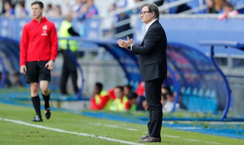 Anquela Real Oviedo Sevilla Atletico Carlos Tartiere.Juan Antonio Anquela, durante el partido que enfrent a Real Oviedo y Sevilla Atltico la temporada pasada